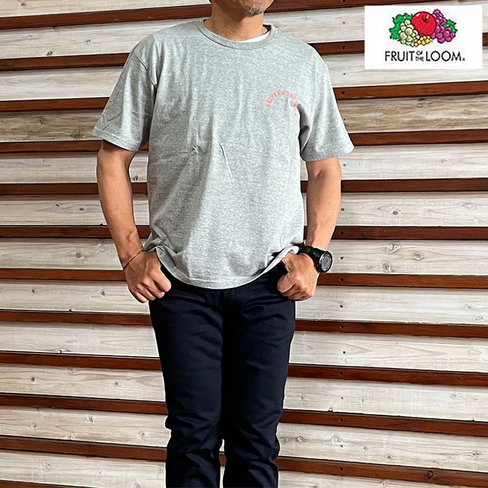 FRUIT OF THE LOOM フルーツオブザルーム【SALE】プリント トンプキン編み　Tシャツ　White ホワイト Gray　グレー　Blackブラック　フルーツプリント