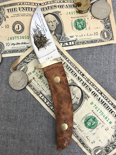 アマノ　スキナーナイフ Benz Vikoria スキナーナイフ　専用ＢＯＸ　革ケース無し　花梨コブ　関ジャパン　日本製