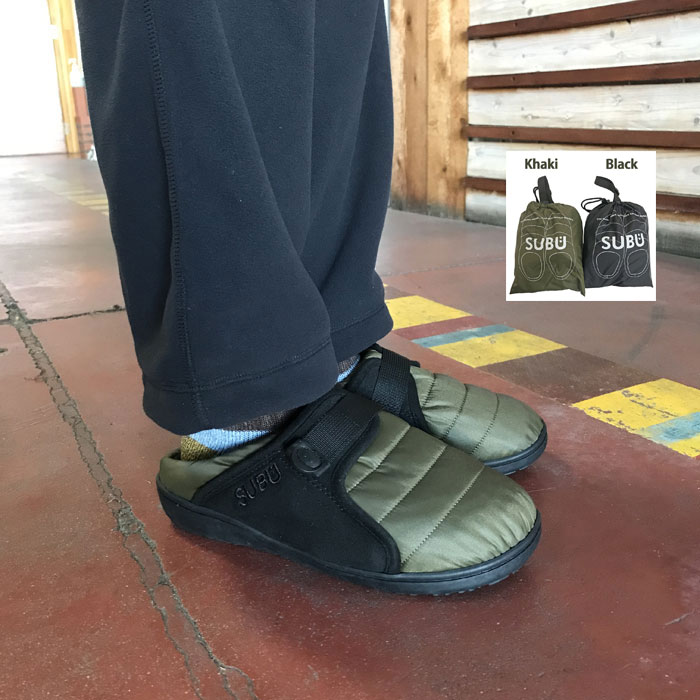 SUBU スブBelt【SALE】ベルト付き 冬サンダル 2023 あったか秋冬スリッポンサンダル　バッグ付き Black Khaki