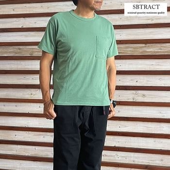 SBTRACT  サブトラクト【SALE30%】SBN19-061クルーネック　無地ポケットTシャツ　SBN19-061グリーン