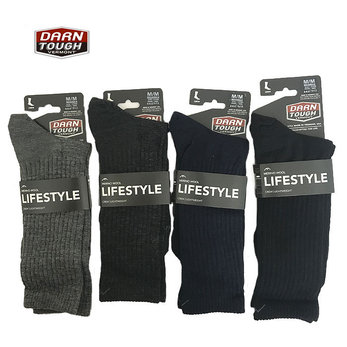 ダーンタフ DARN TOUGH 1680 メンズソックス　ライフスタイル　スタンダードクルー ライトウエイト メリノウール採用　 MediumGray  Black  Navy Charcoal