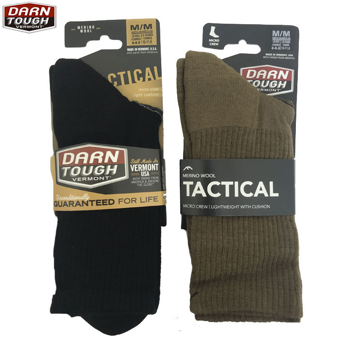 ダーンタフ DARN TOUGH T3001 タクティカル　マイクロクルーライトクッション  メリノウール採用  Black  CoyoteBrown