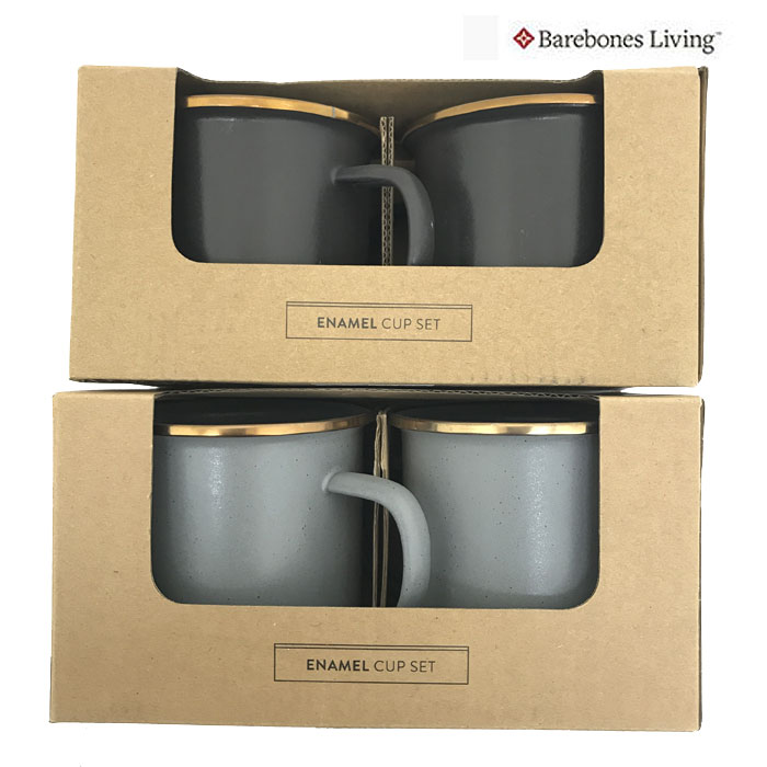 ベアボーンズリビング　BarebonesLiving【SALE】  エナメルカップ  マグカップ　2個セット  チャコール　ストーングレー
