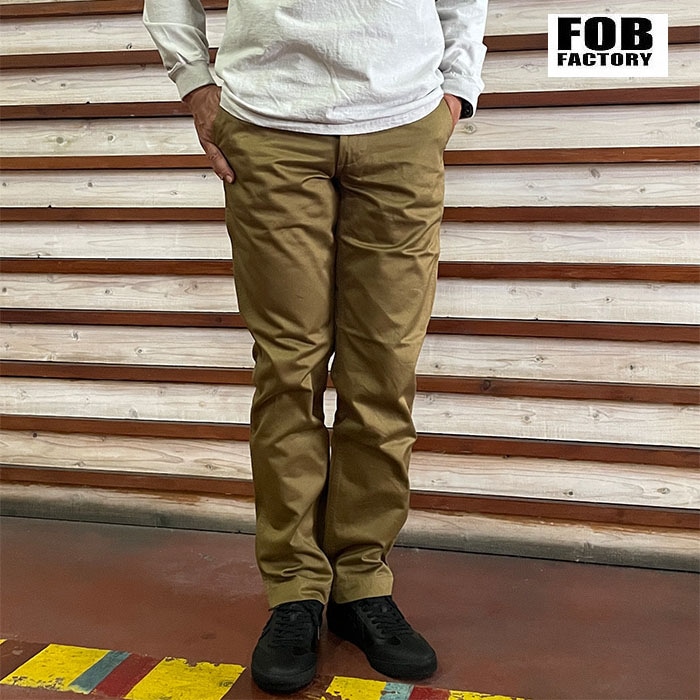 FOB FACTORY  エフオービーファクトリー　F0514 NARROW U.S TROUSER ナローUSトラウザー　上品なチノパンツ　Khaki42　カーキ
