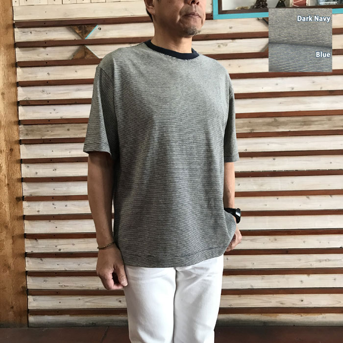 MANUAL ALPHABET マニュアルアルファベット【SALE】 MA-C-187 HEMP RINGER WIDE TEE ヘンプリンガーワイドT  DarkNavy  Blue