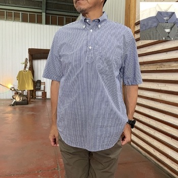 MANUAL ALPHABET マニュアルアルファベット 【SALE30%OFF】 BASIC-SPO-003　ギンガムチェックプルオーバーボタンダウンシャツ   ギンガムサックス　ギンガムブラック