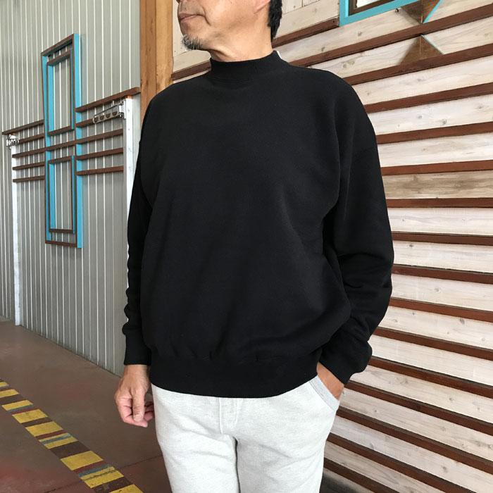 【SALE30%OFF】MANUAL ALPHABET マニュアルアルファベット MA-C-203 BRUSHED SWEAT MOCKNECK モックネックスウェット　Black ブラック