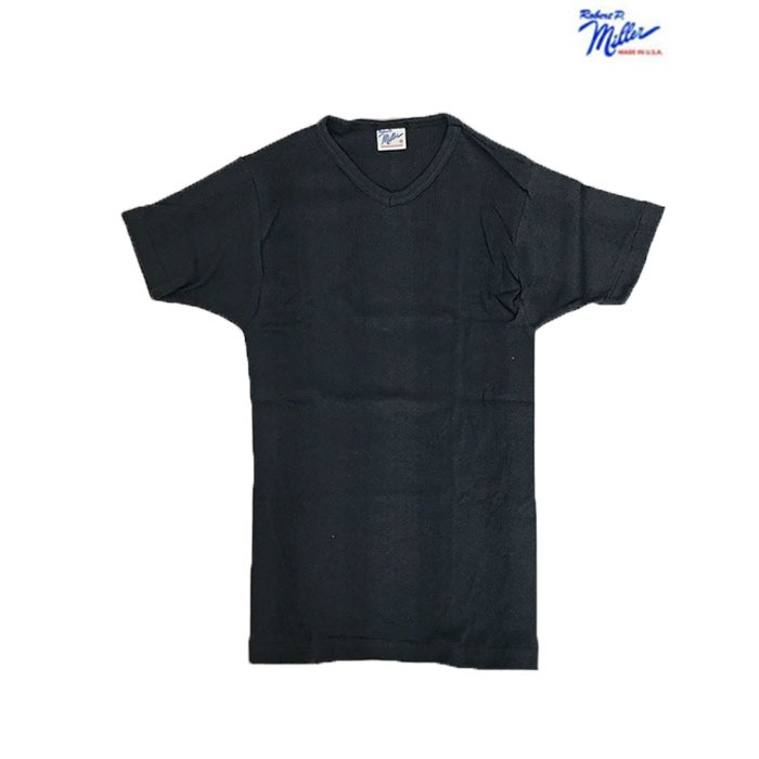 Millerミラー フィット感バツグン  Vネック　パネルリブ半袖Tシャツ　USA製　　ブラック