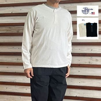 GOOD ON グッドオン【SALE】GOLT1601　L/S HENLEY TEE ロングスリーブヘンリーネックTシャツ 　USA製コットン 
