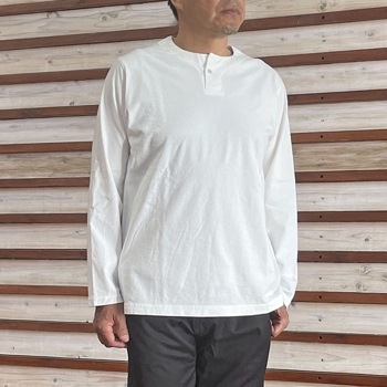 ジャックマン Jackman JM5318 Henleyneck Long Sleeved T-Shirt ヘンリーネックロングTシャツ  White