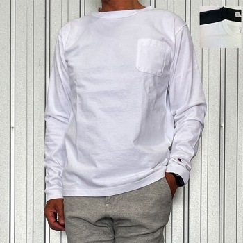 Champion　チャンピオン　正規品　C5-P401　T1011 ティーテンイレブン ロングスリーブポケット付Tシャツ 24FW  アメリカ製