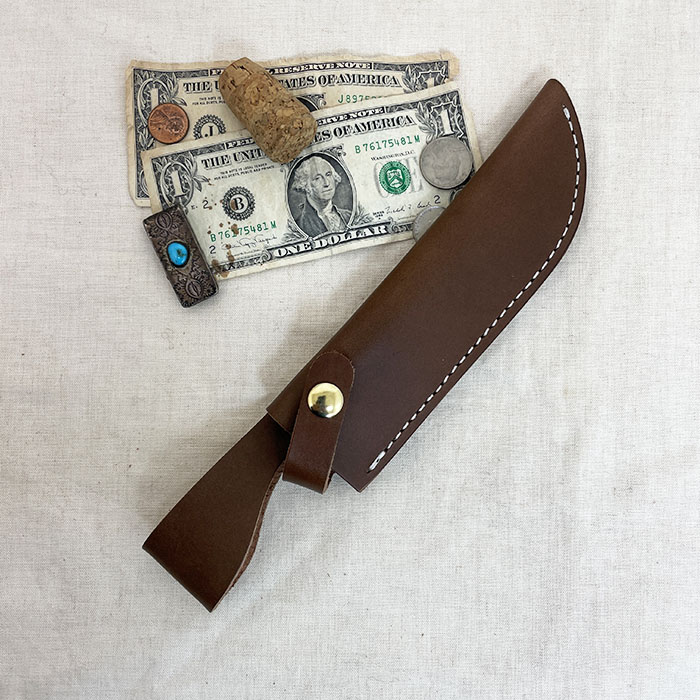 松本正忠作　万能剣鉈専用革ケース 刃長180mm  刃幅35mm  刃厚6mm　 ヒルト付き 日本製