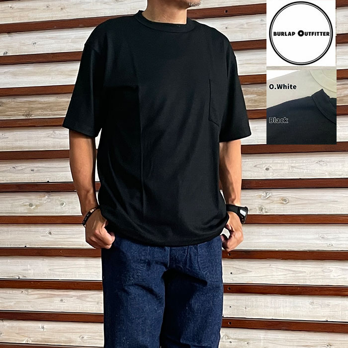BURLAP OUTFITTER バーラップアウトフィッターメリノTシャツ日本製 BO050049 S/S MERINO POCKET TEE メリノウール ポケットTシャツ 日本製 Black O.White