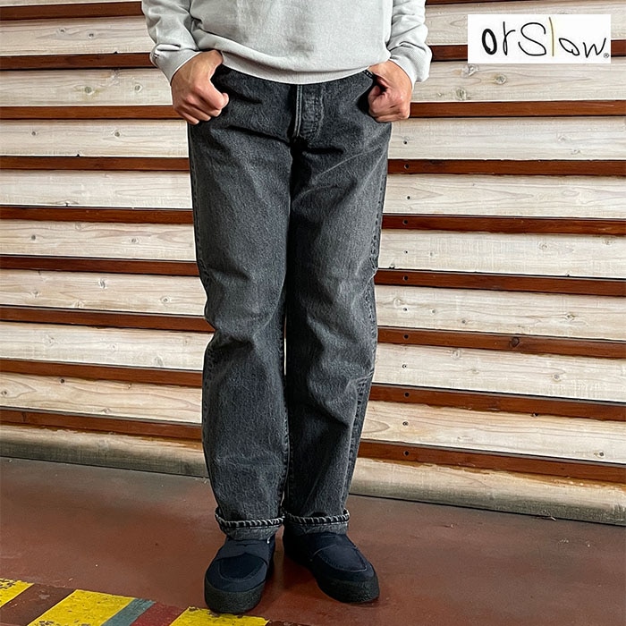 orslow オアスロウ 90s 5POCKET ブラックデニム ストーンウォッシュ ストレート 日本製 Black Denim Stone 01-1050W-D61S