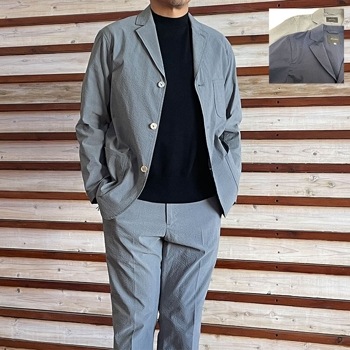 スタジオオリベ 【SALE】デリシャス クールマックス　シアサッカートラベルジャケット　DJ1372-251 グレー　ネイビー