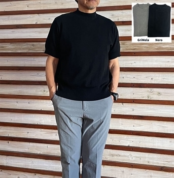 gicipi ジチピ【SALE20%OFF】2508P CALAMARO カラマーロ  モックネックカットソーカノコ素材Ｔシャツ イタリア製  2カラー