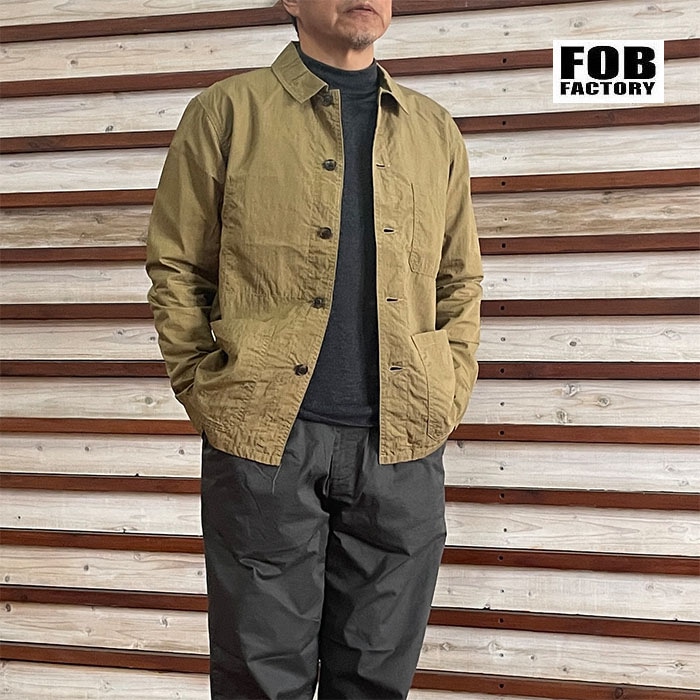 FOB FACTORY  エフオービー ファクトリー FRENCH SHIRT JK フレンチ シャツジャケット ライトアウター Khaki 日本製 F2394