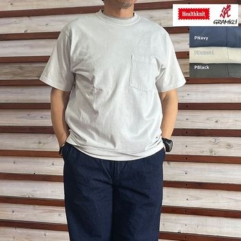 Healthknit ヘルスニット Gramicci グラミチ【SALE】 GUT5-S3016 S/S POCKET TEE  USコットン 半袖ポケットTシャツ 3カラー