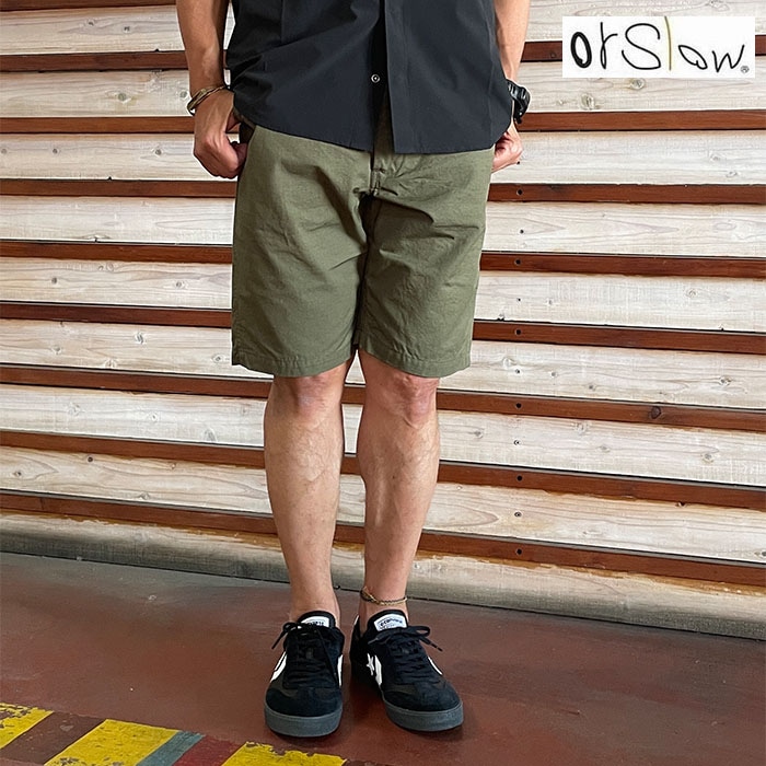 orSlow オアスロウ NEW YORKER SHORTS ニューヨーカー ショーツ ショートパンツ リップストップ ArmyGreen 03-7022-76 