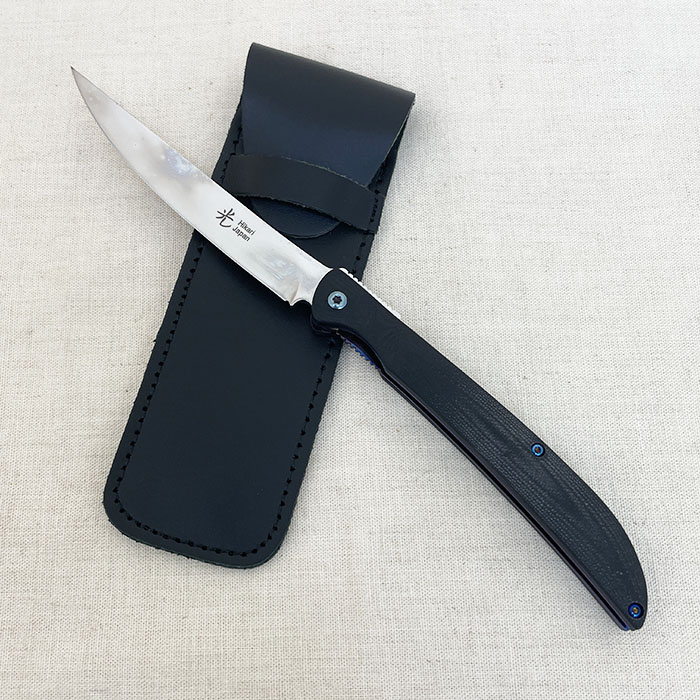 光　ヒカリ HKSK01 折り畳みステーキナイフD2 鏡面　G10ハンドル　フォールディングナイフ