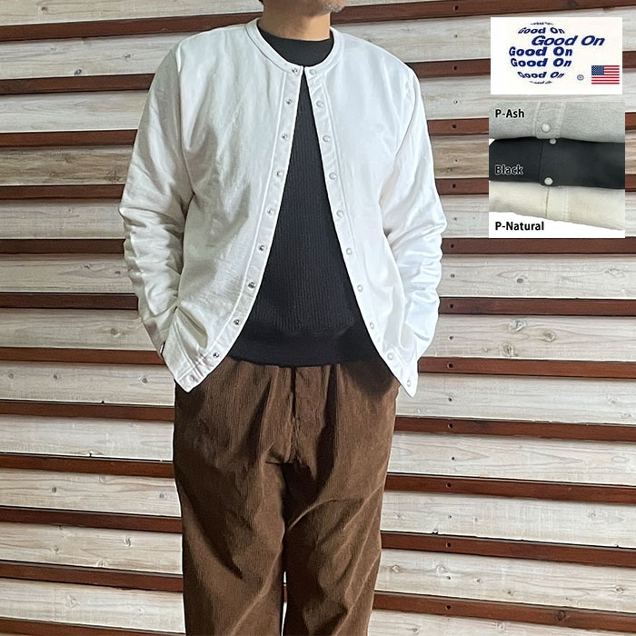 GOOD ON グッドオン GOBW1711 CREW SWEAT CARDIGAN クルースウェットカーディガン Black  P-Ash  P-Natural