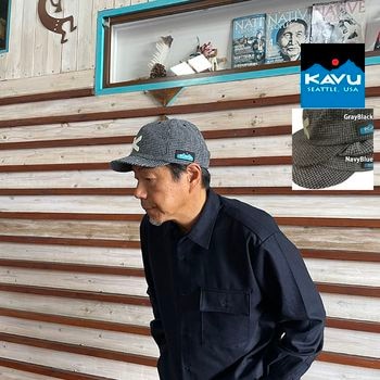 【SALE30%OFF】KAVU カブー Tweed BB Cap ツイードベースボールキャップ ウール混素材 千鳥格子 日本製 Gray  Navy