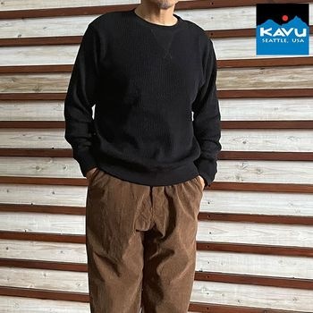 【SALE30%OFF】KAVU カブー 国内正規品 MARVIN'S CREW マービンズクルー サーマルシャツ カットソー Black