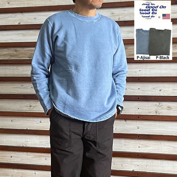 GOOD ON グッドオン GOBW1609 ROUGH CREW SWEAT ラフクルースウェット P-Ajisai P-Black