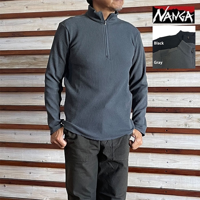 NANGA ナンガ LEVEL2 THERMAL HALF ZIP N2530-1P136E TOPS レベル2 サーマル ハーフジップ トップス 日本製 Black Gray