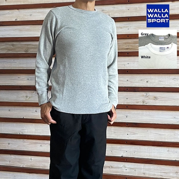WALLA WALLA SPORT ワラワラスポーツ サーマルクルー US MADE THERMAL CREW アメリカ製 Gray White
