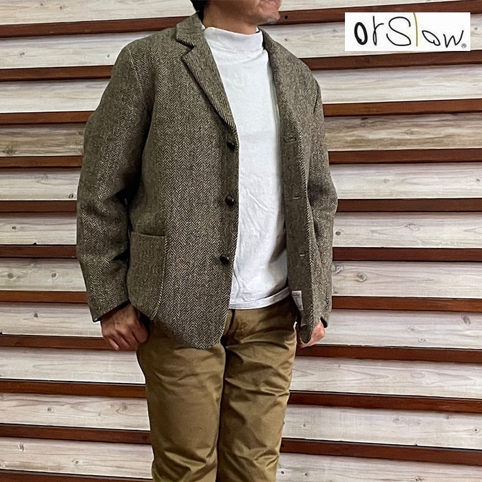 orslow オアスロウ 01-6153-H47 Relax Fit Harris Tweed Jacket リラックスフィット ハリスツイードジャケット ウール Khaki 日本製