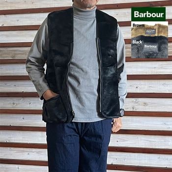 BARBOUR Barbour バブアーファーライナーベスト パイルライナー WARM PILE WAISTCOAT ファーベスト ジレ フェイクファー フロントジップ 　国内正規品Black  Brown  MLI0004