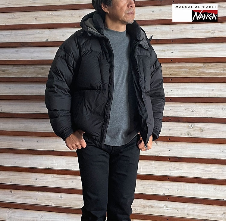 NANGAＸMANUAL ALPHABET MA-J-375マニュアルアルファベット×ナンガ 別注 EXPLORER DOWN JACKET エクスプローラ ダウンジャケット 日本製 Black