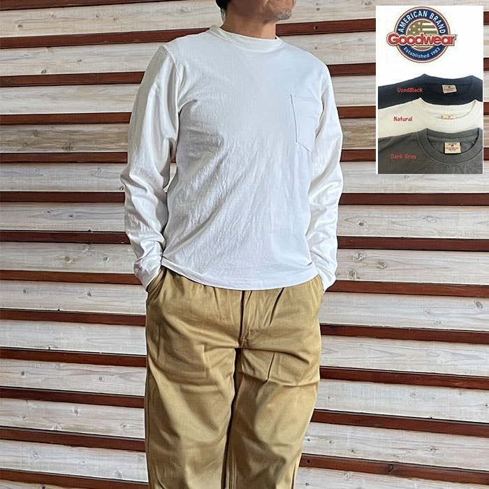 GOODWEAR グッドウエア　ロングスリーブポケット付きTシャツ　アメリカ製　日本別注　ロングスリーブポケット付きＴシャツ