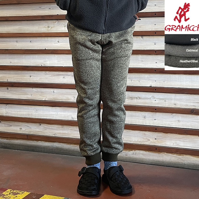 【SALE20%OFF】Gramicci グラミチ BONDING KNIT FLEECE NARROW RIB PANT ボンディングニットフリースナローリブパンツ G2FU-P018 Black  Oatmeal  HeatherOlive