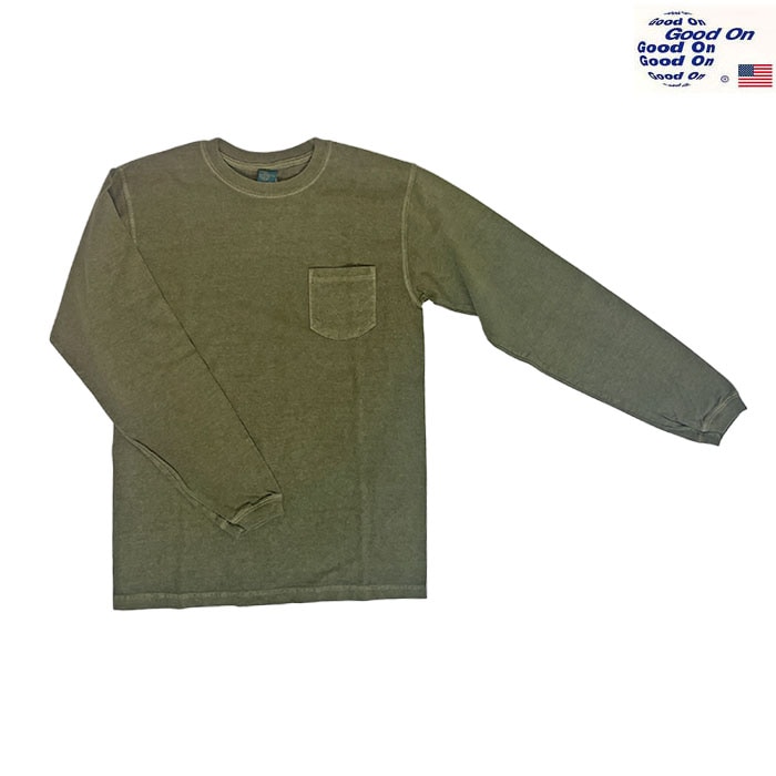 GOOD ON グッドオン ロングスリーブ ポケット付きクルーネックロングＴシャツ GOLT1306P P-Sage