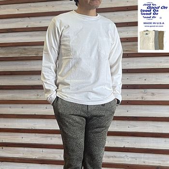 【SALE20%OFF】GOOD ON  グッドオンロングスリーブポケット付き　クルーネックロングＴシャツ 　GOLT1306