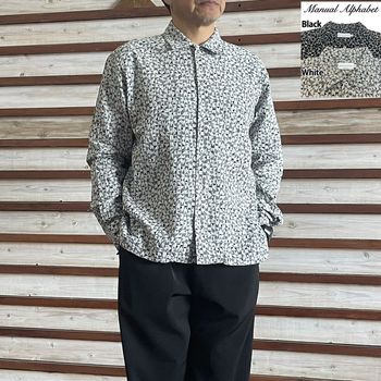 MANUAL ALPHABET マニュアルアルファベット OG JACQUARD L/S SHIRTS  オーガニックコットンジャガードシャツ  MA-S 820  Black  White