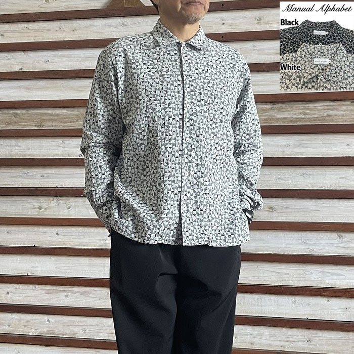 MANUAL ALPHABET マニュアルアルファベット OG JACQUARD L/S SHIRTS  オーガニックコットンジャガードシャツ  MA-S 820  Black  White
