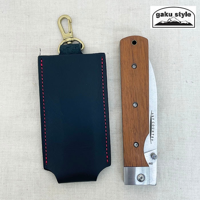 gaku style ガクスタイル　バーベキューシェフ専用革ケース　折りたたみ包丁専用国内製革ケース　革ケースのみ Lサイズ ブラック