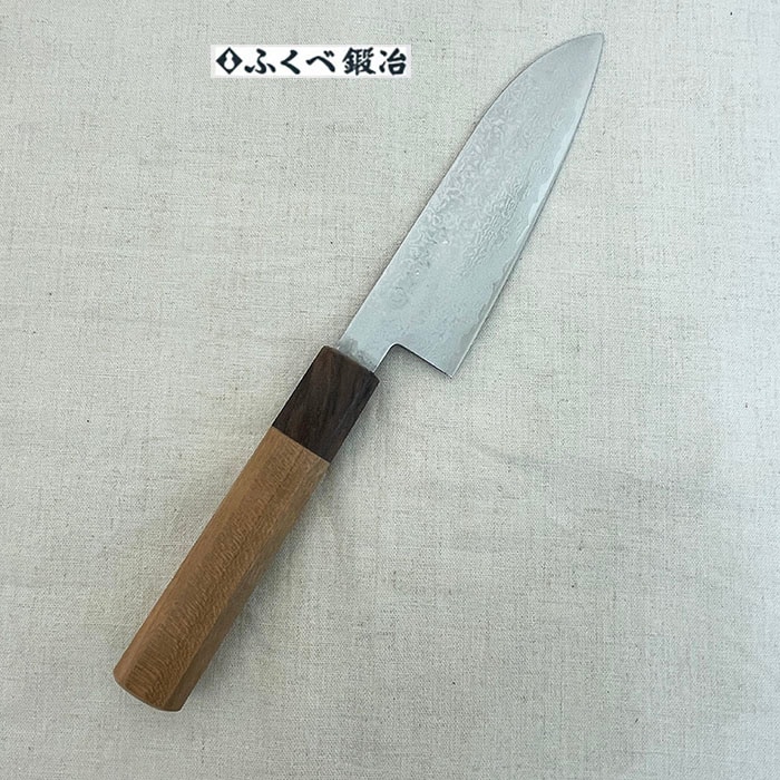 ふくべ鍛冶　ダマスカス三徳包丁 VG10 130mm  ステンレスダマスカス積層 13cm  日本製　V金10号　