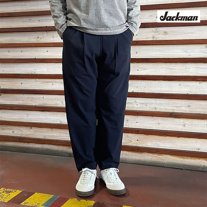 Jackman ジャックマン Stretch Umps Pants ストレッチアンプスパンツ 日本製 ウエストはゴム ストレッチ天竺素材 DarkNavy JM4511