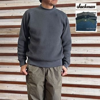 ジャックマン Jackman ワッフル ミッドネック Waffle Mid neck リニューアルモデル 日本製 Ash BlueIvy  DarkGray  DarkNavy  JM7607