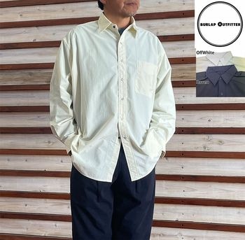 【SALE40%OFF】BURLAP OUTFITTER バーラップアウトフィッター  L/S B.B. SHIRT サプレックスナイロン ロングスリーブB.B.シャツ OffWhite　Raven BO030105