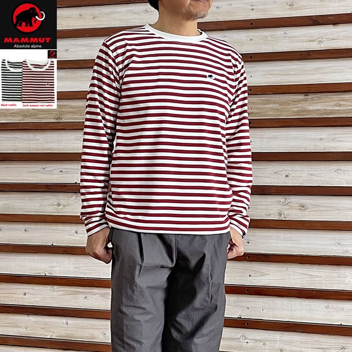 Mammut MAMMUTマムートストライプロングスリーブ Mammut Stripe Longsleeve ブラック×ホワイト ダークレッド×ホワイト