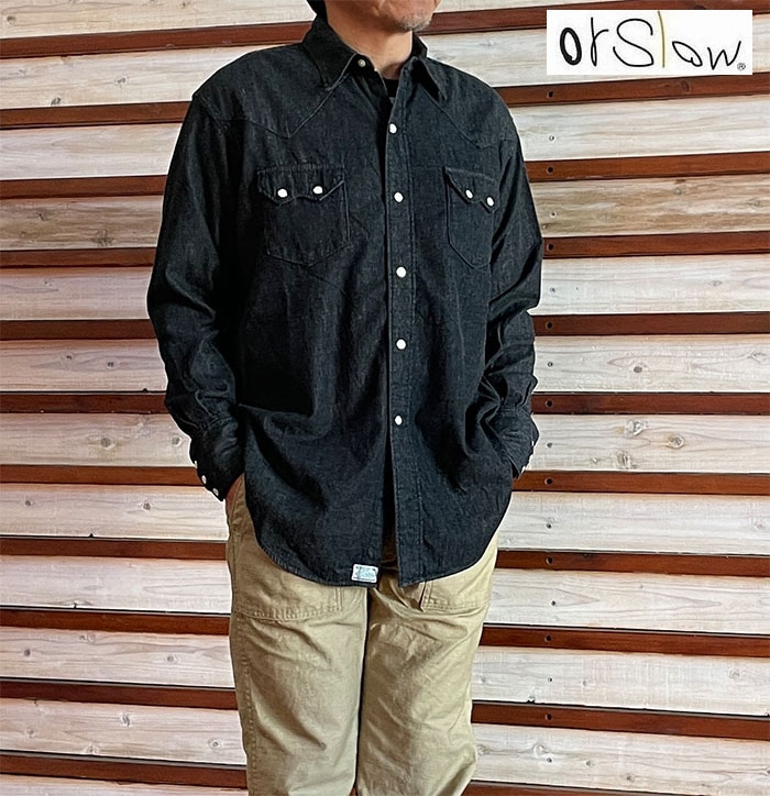 orslow オアスロウ ウエスタンシャツ ブラックデニム WESTERN SHIRT BLACK DENIM ヴィンテージを再現 BlackDenim 01-8124-D61