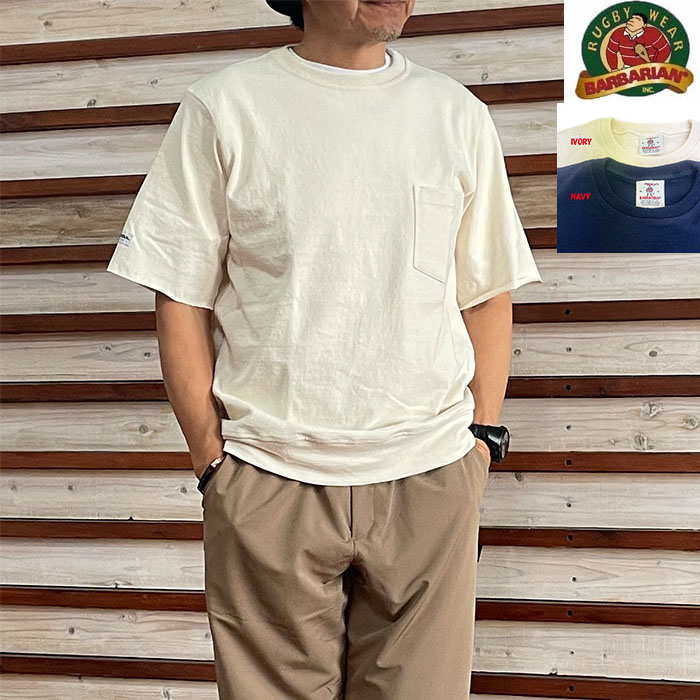 バーバリアン BARBARIAN カットオフポケットリブTシャツ　8オンス　WAISTBAND CREW SHORT　カナダ製 　01534817 