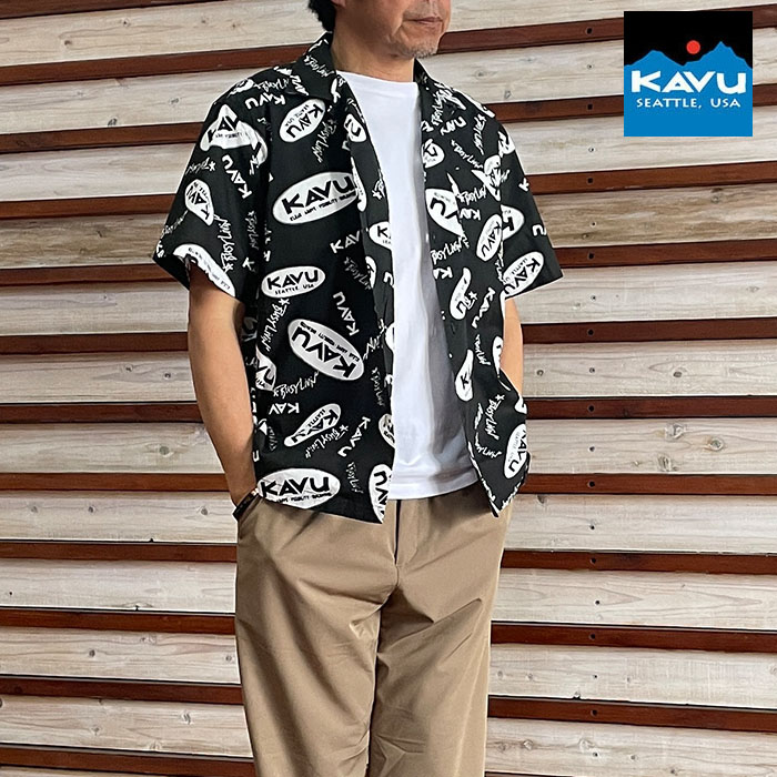 KAVU カブー オールオーバーオープンカラーシャツ All Over OP Shirts 総柄 開襟シャツ 国内正規品  Black