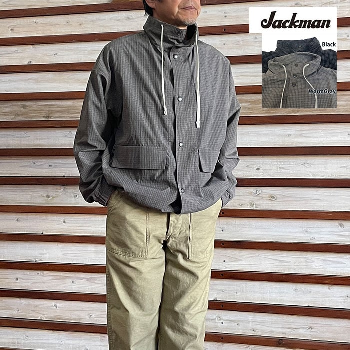 ジャックマン Jackman WP スタンドネックジャケット WP Stand Neck Jacket  ドロップショルダー ナイロンジャケット Black  WarmGray日本製 JM8628