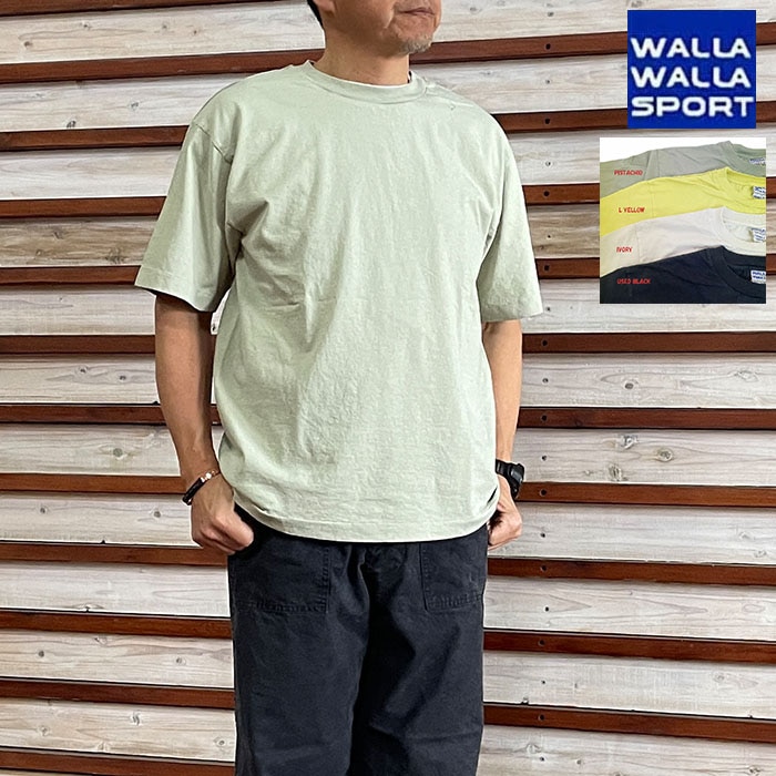 WALLA WALLA SPORT ワラワラスポーツPRINTABLE TUBE TEE　チューブTシャツ アイボリー　ユーズドブラック　ライトイエロー　ピスタチオ